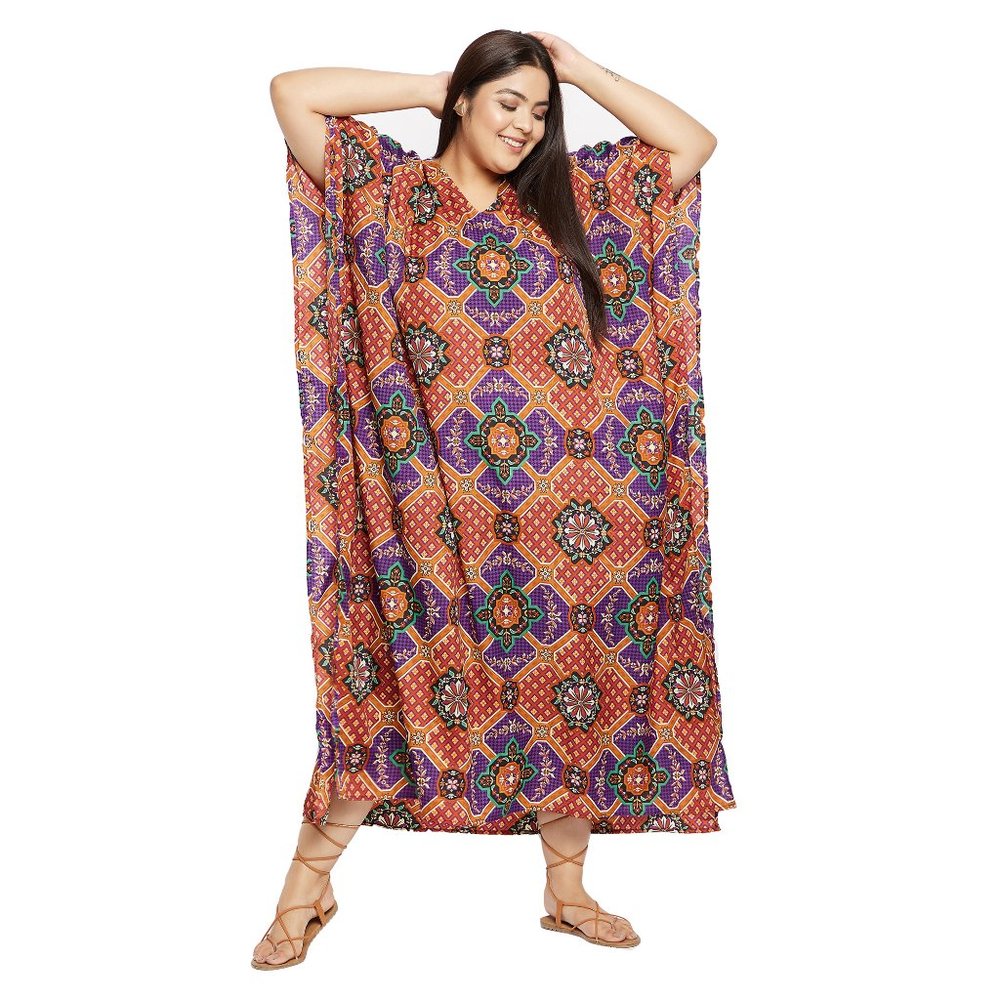 Gypsie Blu Women Fashion Long Kaftan Dress Beach Cover Up Moo Moos Caftan Dress - Picture 5 of 9